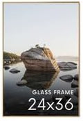 HAUS AND HUES 24x36 Picture Frame with Real Glass & Brass Premium-Grade Metal - Aluminum 24x36 Poster Frame - Includes Hanging Kit - Ideal for Home, Office (24x36 in, Brass)