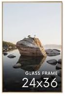 HAUS AND HUES 24x36 Picture Frame with Real Glass & Brass Premium-Grade Metal - Aluminum 24x36 Poster Frame - Includes Hanging Kit - Ideal for Home, Office (24x36 in, Brass)