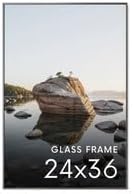 HAUS AND HUES 24x36 Picture Frame with Real Glass & Gray Premium-Grade Metal - Aluminum 24x36 Poster Frame - Includes Hanging Kit - Ideal for Home, Office (24x36 in, Gray)