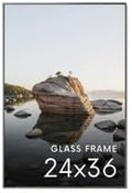 HAUS AND HUES 24x36 Picture Frame with Real Glass & Gray Premium-Grade Metal - Aluminum 24x36 Poster Frame - Includes Hanging Kit - Ideal for Home, Office (24x36 in, Gray)