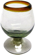 Amber Rim 4 oz Small Cognac Glasses (set of 6), Recycled Glass, Lead-free, Toxin-Free (Small Cognac)