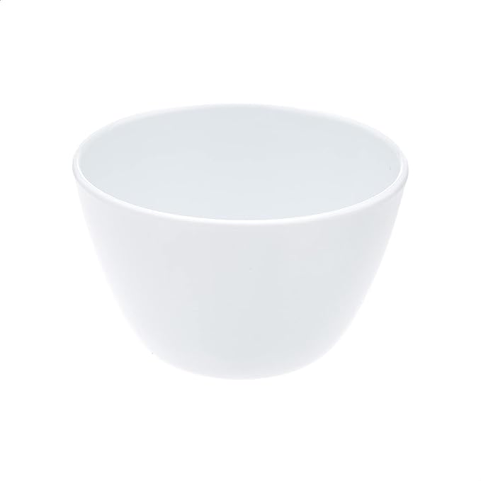 Amazon Basics Round Melamine Bowl, 8 oz, White, 6 Piece Set, Do not microwave