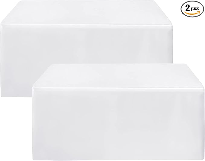HolidayIdeas White Tablecloths for Rectangle 8 Foot Tables - 96 x 30 Inch - 2 Pack Fitted Tablecloths Polyester Fabric Table Cover for Parties, Wedding, Trade Show