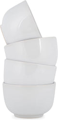 Elanze Designs Bistro Glossy Ceramic 4 inch Cute and Small Dessert Bowls Set of 4 - Perfect for Everyday uses from Snacks, Ice Cream, Candy and Treats, White