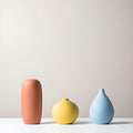 Small Multi Color Ceramic Vase Set 3 for Modern Home Table Decor, Living Room, Tabletop, Bedroom, Shelf, Office Bookshelf, Entryway, Coffee Table Mantel, Rustic Farmhouse Decorative Vases
