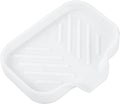 Silicone Bathroom Soap Dishes with Drain Spout-Bathroom and Kitchen Sink Organizer,Sponge Holder,Dish Soap Tray,Perfect for Dispenser,Scrubber,Bottle,Cup on Sink or Counter-White 4.9"×3.2"