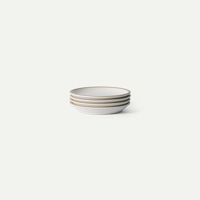MORA Small Plates Set of 4, 6.5 inch Ceramic Pottery Dessert Plates - Microwave, Oven and Dishwasher Safe - Oat