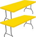 Spandex 6 Foot Rectangle Table Cloth 2 Pack, Elastic Fitted Tablecloths for Picnic, Stretch Washable Patio Table Cover for Outdoor, Camping, Banquet and Parties (Yellow, 30"x72")