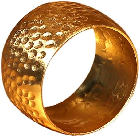 Metal Napkin Rings Set of 6 – Handmade Curved Napkin Holders in Shimmer Gold, Elegant Table Décor for Weddings, Dinner Parties, Family Gatherings & Everyday Use