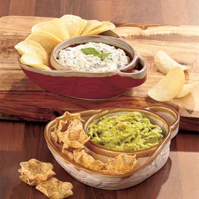 Soup and Side Bowl Plate Ceramic, Chip and Dip Divided Bowls, Anti-Soggy Cereal Bowl Bread Dipping Bowls Plates for Salad Breakfast, and Sandwich Ideal for Home and Restaurant (Apricot + blue)