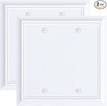 2-Pack Double Blank Wall Plate, Durable Natural Bamboo Fiber Wall Plate Cover,Pure White 1 Gang Wall Plate for Unused Outlets/Switches