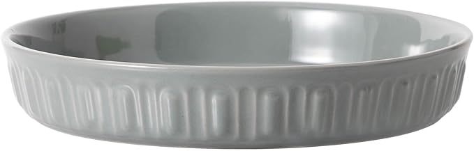 Fun Elements Shallow Dog Bowls, 10.5" Ceramic Large Food Plate for Small, Medium and Large Breeds, Non-Slip, Flat and Wide, Dishwasher Safe, Suitable for Dogs and Cats (Grey)