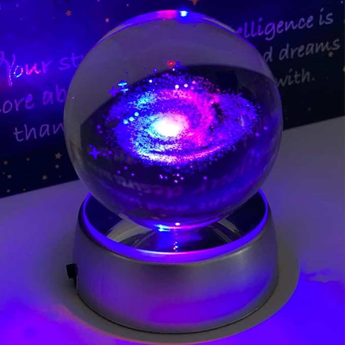 Watris Veiyi 4" LED Colorful Rotating Display Base, 2 PCS Light Rotating Crystal Display Base, Display Base Stand Turner for Crystals Glass Art and Cup (2)