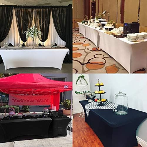 LZY Spandex Table Covers 6 Feet, Stretch/Fitted Table Covers for 6 Feet Folding Table, Rectangular Spandex Table Cloths for Wedding Party or Event (6FT-2PCS, Royal Blue)
