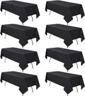 8 Pack Black Tablecloth 60 x 126 Inch Rectangular Table Cloth for 8 Foot Rectangle Tables, Wrinkle Resistant Washable Polyester Fabric Table Covers for Wedding Party Banquet Buffet