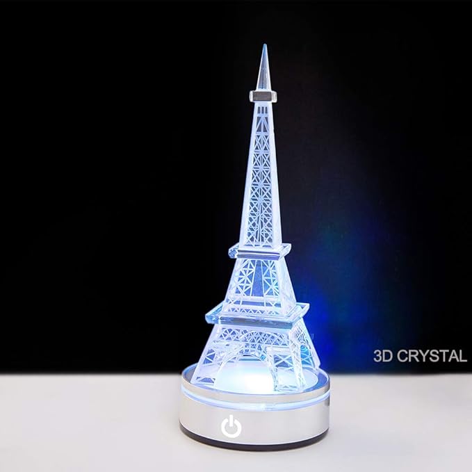 IFOLAINA LED Light Base Lighted Display Stand for Crystal 3D Photo Glass Art Tumbler RGB Multicolor Lighting Round Pedestal USB Battery Operated - Flat