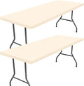 Spandex 4 Foot Rectangle Table Cloth 2 Pack, Elastic Fitted Tablecloths for Picnic, Stretch Washable Patio Table Cover for Outdoor, Camping, Banquet and Parties (Champagne, 24"x48")