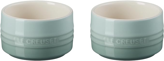Le Creuset Stoneware Round Ramekin Straight Wall Set of 2, 7 oz. Each, Sea Salt