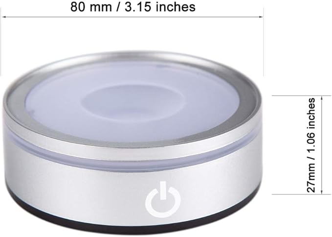 IFOLAINA LED Light Base Lighted Display Stand for Crystal Ball Glass Art Tumbler RGB Multicolor Lighting Round Pedestal USB Battery Operated - Sphere Stand