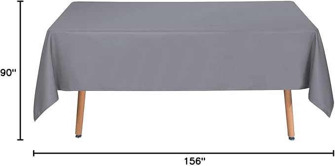 sancua Rectangle Tablecloth - 90 x 156 Inch - Water Resistant Spill Proof Washable Polyester Table Cloth, Decorative Fabric Table Cover for Dining Tables, Buffet Parties and Camping, Light Grey