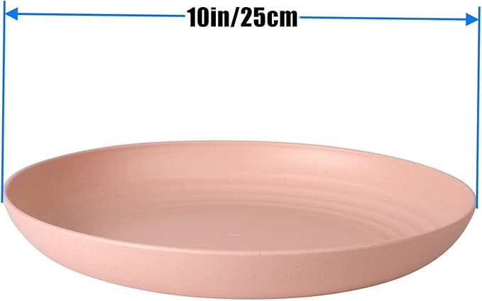 Wheat Straw Plates Lightweight Unbreakable Dinner Dishes Plates Set Dishwasher & Microwave Safe (Extra Large 8 Pack 10')