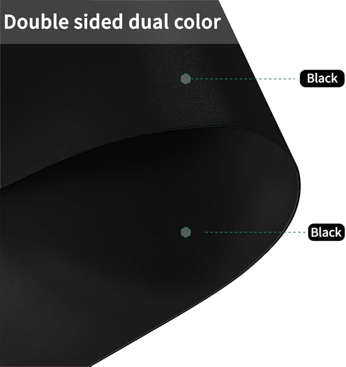 Leather Table Cover,1.8mm Thick,24x24 Inch Table Protector,Table Cover Protector,Table Top Protector,Table Protector Pad.(Black+Black,24x24)