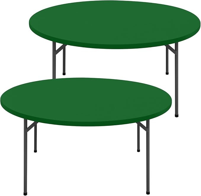 Round Spandex Tablecloth 2 Pack, Elastic Fitted Waterproof Tablecloths for 18"-24" Tables, Stretch Washable Picnic Table Cover for Camping, Dining, Indoor and Outdoor, Emerald Green