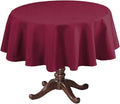 H.VERSAILTEX Linen Textured Table Cloths Round 70 Inch Premium Solid Tablecloth Spill-Proof Waterproof Table Cover for Dining Buffet Feature Extra Soft and Thick Fabric Wrinkle Free, Christmas Red