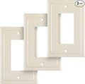 Henne Bery Modern Edge Decorative Wall Plate Switch Plate Outlet Cover, Durable Solid Zinc Alloy (Single Decorator 3PK, Light Almond)