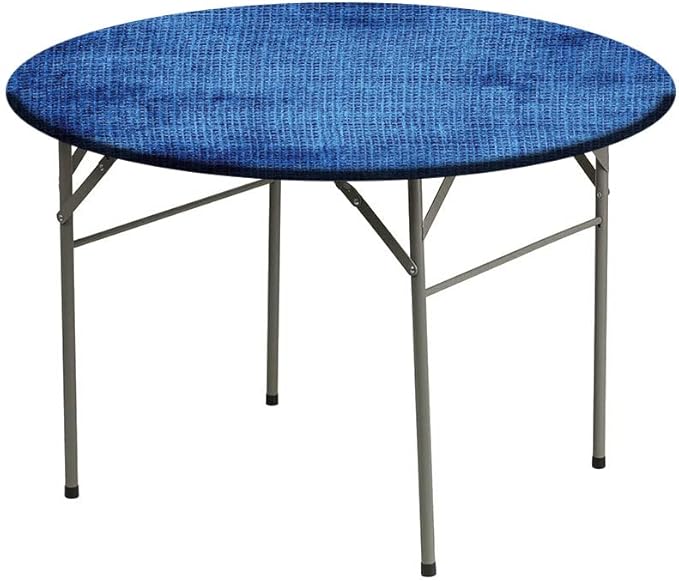 Polyester Tablecloth, Navy Blue Deco Waterproof Oil-Proof PVC Table Cloth, Faded Burlap Texture Old Fashioned Grunge, Fit Round Tables 28inch Diameter, for Holiday Dining Table, Dinner, Party