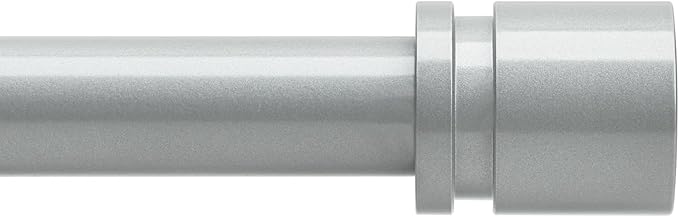 Curtain Rods for Windows 16 to 144 Inches Adjustable Length 1 Inch Diameter Window Curtain Rod with Aluminium End Cap, Silver Gray