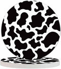 Milch Cow Skin Texture Coasters Set for Wood Table Black White Spot Monochrome Tabletop Protection Mat for Mugs and Cups 4 Inch for Kitchen Office Home