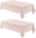 2 Pack Rectangle Tablecloth, 60x120 inch, Water Resistant Wrinkle Free Linen Textured Table Cloth Washable, Decorative Fabric Table Cover for Dining, Party and Camping, Pink