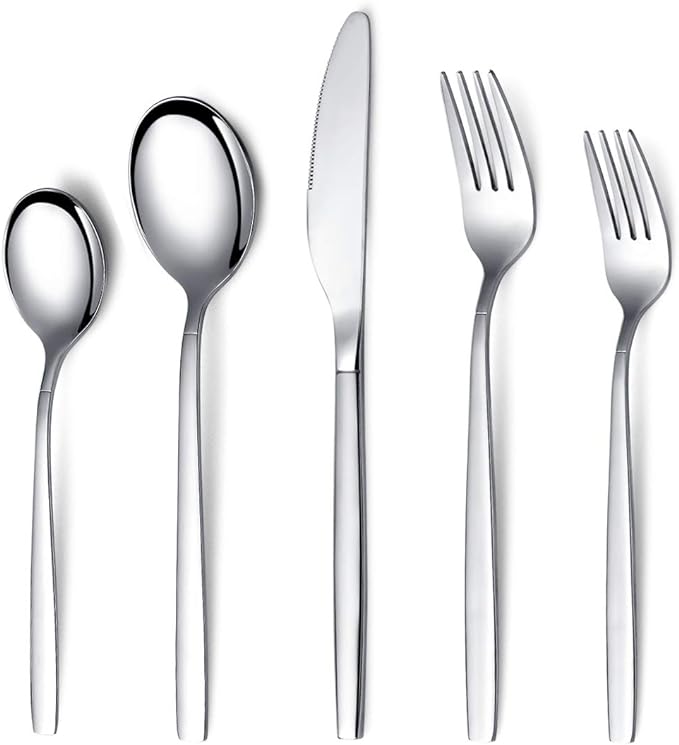 Berglander Flatware Set 40 Pieces, Stainless Steel Flatware Set, Silverware Set Service For 8