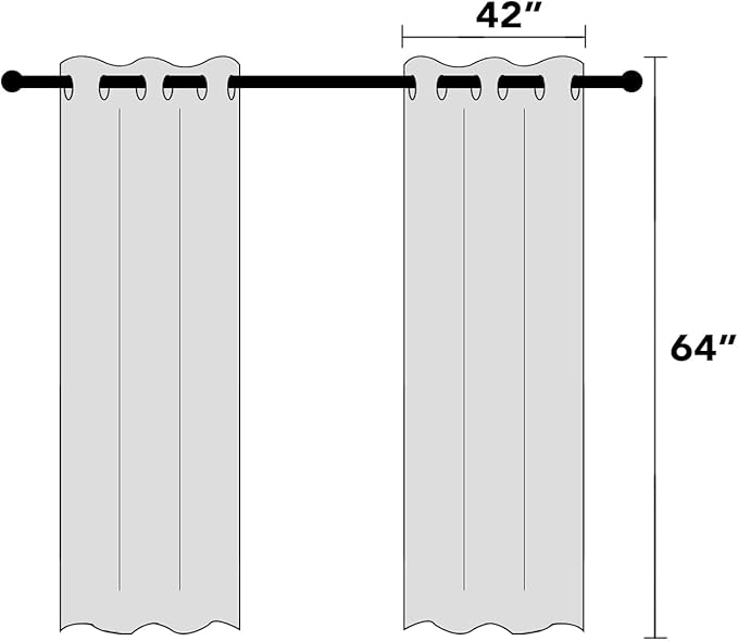 PrinceDeco Blackout Curtains 64" Long 2 Panels Set 100% Blackout Curtains for Bedroom Grommet Top Thermal Insulated with White Liners Flax Textured Full Blackout Window Draperies,W42 X L64, Grey