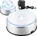 Watris Veiyi 4" LED Colorful Rotating Display Base, 2 PCS Light Rotating Crystal Display Base, Display Base Stand Turner for Crystals Glass Art and Cup (2)