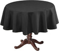 H.VERSAILTEX Linen Textured Table Cloths Round 60 Inch Premium Solid Tablecloth Spill-Proof Waterproof Table Cover for Dining Buffet Feature Extra Soft and Thick Fabric Wrinkle Free, Black