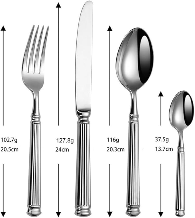 Silverware Set for 6 Flatware Set 24 Pieces Elegance Luxury Tableware Set Roman Column Handle Knives and Forks spoons 18/10 Stainless Steel Cutlery Utensil Sets for Home Restaurant Dishwasher Safe