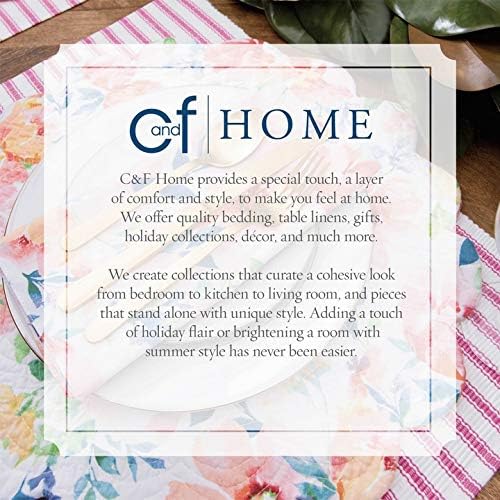 C&F Home Olivia Blue and White Floral Cotton Quilted Reversible Machine Washable Vintage Design Placemat Set 6 Scalloped Edges for Kitchen or Dining Table Rectangular Placemat Set of 6 White