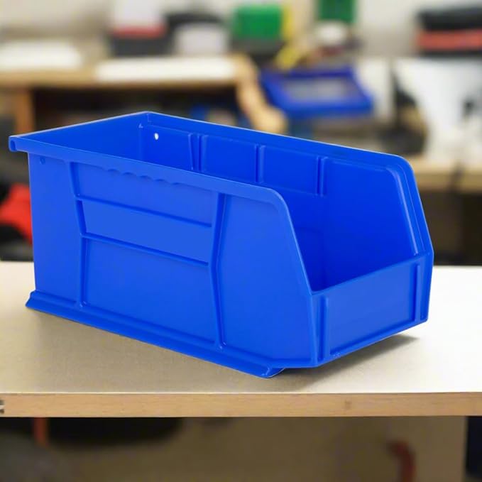 Hudson Exchange 11" x 5-1/2" x 5" Plastic Stackable Storage Bin and Hanging Container (Blue, 1 Pack)