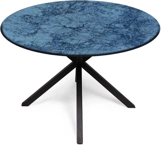 Round Tablecloth, Marble Tablecloth for Side Table, Abstract Crack Pattern, Fit Round Tables 44inch Diameter, Buffet Table/Parties/Holiday Dinner, Blue