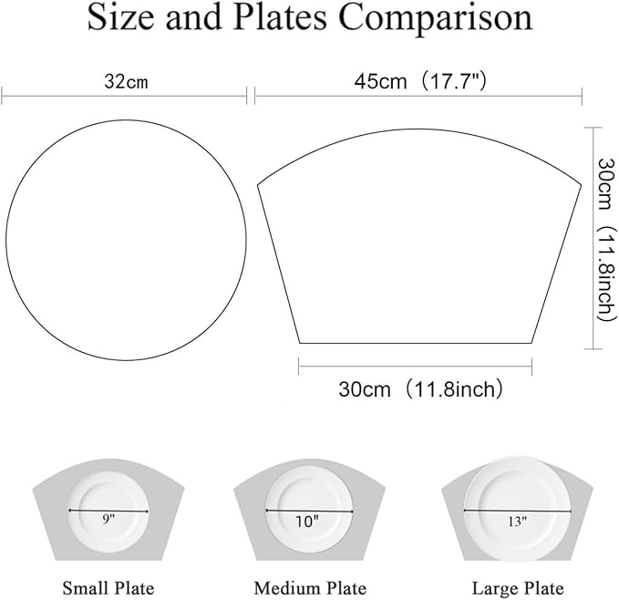 SHACOS Small Round Table Placemats Set of 5 Woven Vinyl Wedge Placemats with Centerpiece Round Table Mats Heat Resistant Wipe Clean (5, Tan)