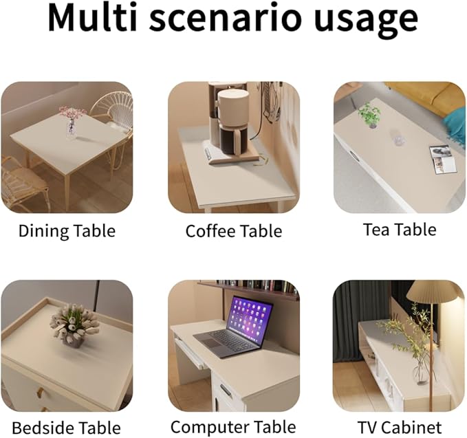 Leather Nightstand Cover,1.8mm Thick,15.75x23.6 Inch End Table Cover,Side Table Cover,Bedside Table Cover,Bedside Tablecloth.(Beige+Light Gray,15.75x23.6)