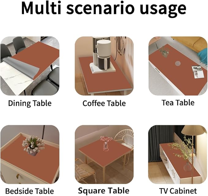 Leather Table Cover,1.8mm Thick,42x78 Inch Table Protector,Table Protector for Dining Room Table,Dining Table Cover,Table Cover Protector,Table Protector Pad(Brown+Gray,42x78)