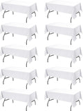 10-Pack White Tablecloths for Rectangle Tables, 60 x 102 Inches, Stain-Resistant Polyester Fabric for 6 Foot Tables - Washable Table Covers for Weddings, Banquets, Birthday, Parties, Events