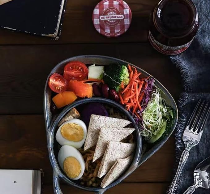 Soup and Side Bowl Plate Ceramic, Chip and Dip Divided Bowls, Anti-Soggy Cereal Bowl Bread Dipping Bowls Plates for Salad Breakfast, and Sandwich Ideal for Home and Restaurant (jade green)