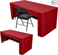 Nasitos 2 Pack 8ft Tablecloth Fitted Red Trade Show Table Covers-Open Back Christmas Tablecloth Washable Fabric Table Cloth for Craft Show, Events, Vendor Booth