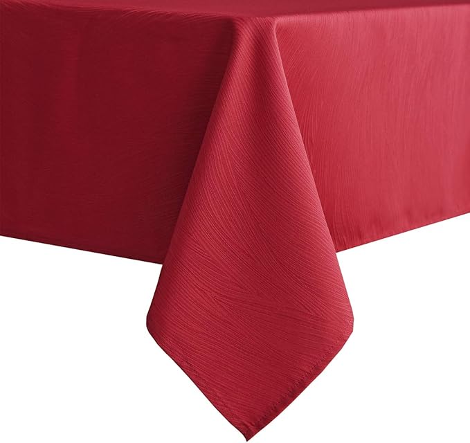 maxmill Jacquard Tablecloth Swirl Design Water Resistance Antiwrinkle Heavy Weight Soft Table Cloth for Buffet Banquet Parties Event Holiday Dinner Rectangle 60 x 84 Inch Red