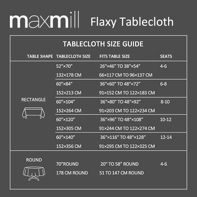 maxmill Flaxy Faux Linen Tablecloth with 2-Tone Slubby Texture Wrinkle Resistant Anti-Shrink Soft Table Cloth for Kitchen Dining Restaurant Tabletop for Event Dinner Round 70 Inch Light Gray