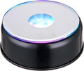 EUSTUMA Rotating LED Display Base Colorful Light Crystal Display Base Stand,Lighted Up Stand Color Changing Small LED for 3D Glass Crystal Art,Holiday Party Decoration. (B-Black-Multicolor)